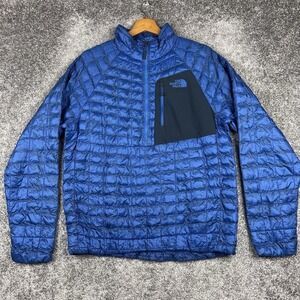 The North Face Thermoball 1/2 Zip Puffer Jacket Men's Medium Blue Quilted Preppy